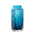 Dartington Crystal Kleine Vase mit Blumenmotiv, Blau
