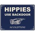 Red Hot Lemon 300 x 400 mm Tinplate/Metal "Hippies" Wall Sign, Blue