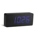 Gingko GK06B10 Holzblock-Digitaluhr 'Click Clock' Schwarz mit blauer LED-Anzeige