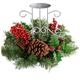 WeRChristmas 22 cm, natürliche Tannenzapfen und Beeren verziert Tischdekoration Single Kerzenhalter Weihnachten Dekoration