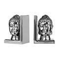 Premier Housewares Buchstütze Buddha, Keramik, 2er-Set, silber