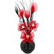 Flourish 813 Schwarze Vase mit roter Mini-Nylonblume, 32 cm