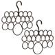 InterDesign Axis Schalhalter mit 18 Ringen, Hängeorganizer für Schals, Tücher, Krawatten, Gürtel etc. aus Metall, 2er-Set Tuchhalter, bronzefarben