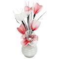 Flourish Vase 32 cm mit Mesh Mini Flower TW, 813, Weiß/Rot