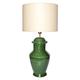 SIGNATURE HOME COLLECTION Keramiklampe mit Stoffschirm, Tischlampe, 40 x 40 x 78 cm, Keramik Emerald grün, Schirm in creme CI-W/3000/2+CO-SI-A410-89