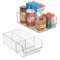 iDesign Linus Aufbewahrungsbehälter, extragroßer Küchen Organizer aus Kunststoff mit drei Fächern, 2er-Set Boxen, durchsichtig
