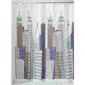 iDesign Skyline Duschvorhang | 183,0 cm x 183,0 cm großer Badewannenvorhang mit tollem Print | strapazierfähiger Duschvorhang mit Ösen | Polyester blau/grau