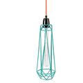 Filament Style Filament 007 französische Retro Loft Lampe Diamond #2 mit Textilkabel in orange Metall E27, 43 x 12 cm, blau