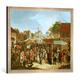 Gerahmtes Bild von Johann Georg Sauter "Oberschwäbischer Jahrmarkt", Kunstdruck im hochwertigen handgefertigten Bilder-Rahmen, 70x50 cm, Silber raya