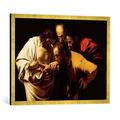 Gerahmtes Bild von Michelangelo Merisi Caravaggio The Incredulity of St. Thomas, 1602-03, Kunstdruck im hochwertigen handgefertigten Bilder-Rahmen, 80x60 cm, Gold raya