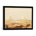 Gerahmtes Bild von David Roberts The Pyramids of Giza, from 'Egypt and Nubia', Vol.1, Kunstdruck im hochwertigen handgefertigten Bilder-Rahmen, 60x40 cm, Schwarz matt