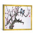 Gerahmtes Bild von Chinese School Pair of birds on a cherry branch, Hunan region, Republic Period (1912-49)", Kunstdruck im hochwertigen handgefertigten Bilder-Rahmen, 70x50 cm, Gold raya