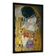 Gerahmtes Bild von Gustav Klimt "Der Kuß", Kunstdruck im hochwertigen handgefertigten Bilder-Rahmen, 70x100 cm, Schwarz matt