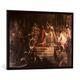 Gerahmtes Bild von Frederich August Kaulbach "Die Kaiserkrönung Karls des Großen 800", Kunstdruck im hochwertigen handgefertigten Bilder-Rahmen, 100x70 cm, Schwarz matt