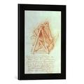 Gerahmtes Bild von Leonardo da Vinci Codex Madrid II/154-V Design, Kunstdruck im Hochwertigen handgefertigten Bilder-Rahmen, 30x40 cm, Schwarz Matt