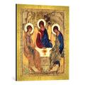 Gerahmtes Bild von IkonenmalereiDie Heilige Dreifaltigkeit, Kunstdruck im hochwertigen handgefertigten Bilder-Rahmen, 50x70 cm, Gold raya