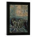 Gerahmtes Bild von Vincent van Gogh Runde der Gefangenen, Kunstdruck im hochwertigen handgefertigten Bilder-Rahmen, 30x40 cm, Schwarz matt