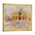 Gerahmtes Bild von Pierre Auguste Renoir "Place San Marco, Venise", Kunstdruck im hochwertigen handgefertigten Bilder-Rahmen, 100x70 cm, Gold raya