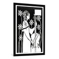 Gerahmtes Bild von Aubrey Beardsley "Lady with Cello, from 'Le Morte d'Arthur'`", Kunstdruck im hochwertigen handgefertigten Bilder-Rahmen, 70x100 cm, Schwarz matt