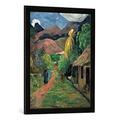 Gerahmtes Bild von Paul Gauguin "Straße ins Gebirge", Kunstdruck im hochwertigen handgefertigten Bilder-Rahmen, 50x70 cm, Schwarz matt