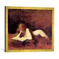 Gerahmtes Bild von Jean-Jacques Henner The Reader, Kunstdruck im hochwertigen handgefertigten Bilder-Rahmen, 70x50 cm, Gold raya