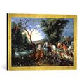 Gerahmtes Bild von Jan Brueghel der Jüngere J.Brueghel d.J, Arche Noah, Kunstdruck im hochwertigen handgefertigten Bilder-Rahmen, 60x40 cm, Gold raya