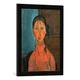 Gerahmtes Bild von Amedeo Modigliani Girl with Pigtails, c.1918, Kunstdruck im hochwertigen handgefertigten Bilder-Rahmen, 40x60 cm, Schwarz matt