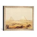 Gerahmtes Bild von David Roberts The Pyramids of Giza, from 'Egypt and Nubia', Vol.1, Kunstdruck im hochwertigen handgefertigten Bilder-Rahmen, 40x30 cm, Silber raya