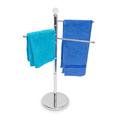 Relaxdays Handtuchständer mit 3 beweglichen Handtuchstangen für Badetücher und andere Textilien Handtuchhalter in Edelstahl-Optik mit schwenkbaren Stangen auch als kleiner Kleiderständer, silber