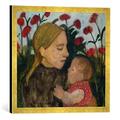 Gerahmtes Bild von Paula Modersohn-Becker Mother and Child, c.1904, Kunstdruck im hochwertigen handgefertigten Bilder-Rahmen, 50x50 cm, Gold raya