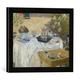 Gerahmtes Bild von Claude Monet Le Déjeuner, Kunstdruck im hochwertigen handgefertigten Bilder-Rahmen, 40x30 cm, Schwarz matt