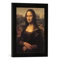 Gerahmtes Bild von Leonardo da Vinci Mona Lisa (La Gioconda), Kunstdruck im hochwertigen handgefertigten Bilder-Rahmen, 30x40 cm, Schwarz matt