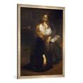 Gerahmtes Bild von Eugene Carriere "Intimité, dit aussi La grande soeur. Intimité", Kunstdruck im hochwertigen handgefertigten Bilder-Rahmen, 70x100 cm, Silber raya