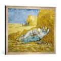 Gerahmtes Bild von Vincent van Gogh Van Gogh/Mittagsrast (nach Millet)/1890", Kunstdruck im hochwertigen handgefertigten Bilder-Rahmen, 70x50 cm, Silber raya