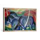 Gerahmtes Bild von Franz Marc "Die großen blauen Pferde", Kunstdruck im hochwertigen handgefertigten Bilder-Rahmen, 100x50 cm, Silber raya