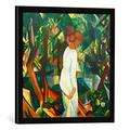 Gerahmtes Bild von August Macke "Paar im Wald", Kunstdruck im hochwertigen handgefertigten Bilder-Rahmen, 50x50 cm, Schwarz matt