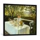 Gerahmtes Bild von Anna Kristine Ancher "Frühstück im Garten", Kunstdruck im hochwertigen handgefertigten Bilder-Rahmen, 100x70 cm, Schwarz matt