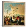 Gerahmtes Bild von Francisco Jose de Goya y Lucientes Dance on the Banks of the River Manzanares, 1777", Kunstdruck im hochwertigen handgefertigten Bilder-Rahmen, 50x50 cm, Silber raya
