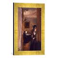 Gerahmtes Bild von Adolph Friedrich Erdmann von Menzel Wohnzimmer mit Menzels Schwester, Kunstdruck im hochwertigen handgefertigten Bilder-Rahmen, 30x40 cm, Gold raya