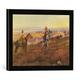 Gerahmtes Bild von Charles Marion Russell Cowboy und Indianer/Russell, Kunstdruck im hochwertigen handgefertigten Bilder-Rahmen, 40x30 cm, Schwarz matt