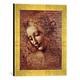 Gerahmtes Bild von Leonardo da Vinci Head of a Young Woman with Tousled Hair or, Leda, Kunstdruck im hochwertigen handgefertigten Bilder-Rahmen, 30x40 cm, Gold raya