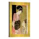 Gerahmtes Bild von Kitagawa Utamaro A Man Painting a Woman, Kunstdruck im hochwertigen handgefertigten Bilder-Rahmen, 30x40 cm, Gold raya