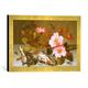 Gerahmtes Bild von Balthasar van der Ast Still life depicting flowers, shells and a dragonfly, Kunstdruck im hochwertigen handgefertigten Bilder-Rahmen, 40x30 cm, Gold raya