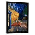 Gerahmtes Bild von Vincent Van Gogh Terrasse des Cafes an der Place du Forum in Arles am Abend, Kunstdruck im hochwertigen handgefertigten Bilder-Rahmen, 50x70 cm, Schwarz matt