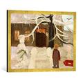 Gerahmtes Bild von Paula Modersohn-Becker Junge im Schnee, Kunstdruck im hochwertigen handgefertigten Bilder-Rahmen, 70x50 cm, Gold raya