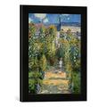 Gerahmtes Bild von Claude Monet Le jardin de Monet à Vétheuil, Kunstdruck im hochwertigen handgefertigten Bilder-Rahmen, 30x40 cm, Schwarz matt