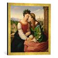 Gerahmtes Bild von Friedrich Overbeck Italia und Germania, Kunstdruck im hochwertigen handgefertigten Bilder-Rahmen, 50x50 cm, Gold raya