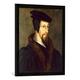Gerahmtes Bild von Johann Calvin Jean Calvin/Gemälde um 1530", Kunstdruck im hochwertigen handgefertigten Bilder-Rahmen, 50x70 cm, Schwarz matt