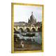 Gerahmtes Bild von Bernardo Bellotto "Dresden vom rechten Elbufer unterhalb der Augustusbrücke", Kunstdruck im hochwertigen handgefertigten Bilder-Rahmen, 70x100 cm, Gold raya