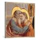 Gerahmtes Bild von Giotto di Bondone "Die Begegnung Joachims und Annas an der Goldenen Pforte", Kunstdruck im hochwertigen handgefertigten Bilder-Rahmen, 100x100 cm, Silber raya